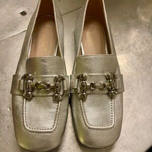 Bright Silver Loafers by Renatta in Spain. Gorgeous Silver Chain buckles.